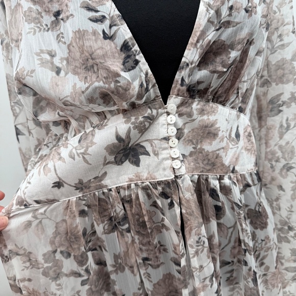 Easel Dress Women Large NEW Gray Floral Sheer Fairy Coquette Maxi Cover Up - Picture 4 of 14